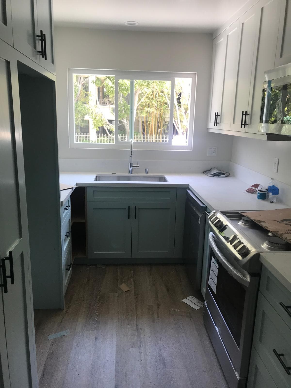 Custom kitchen cabinets with modern gray finish in Los Angeles